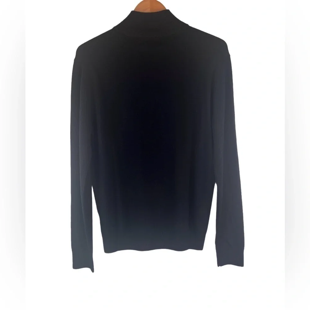 New Quincy Men Australian Wool Quarter Zip Sweater Black Size M